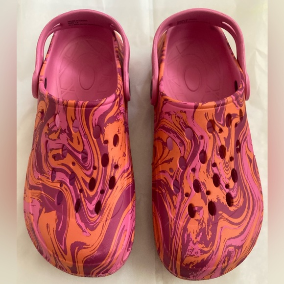 Pink orange swirls clogs sandals sz 9 - Picture 1 of 10